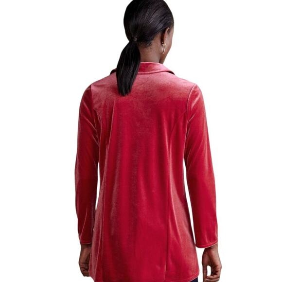 NWT Soft Surroundings Pink Velvet Button-up Blouse PL - Picture 8 of 11